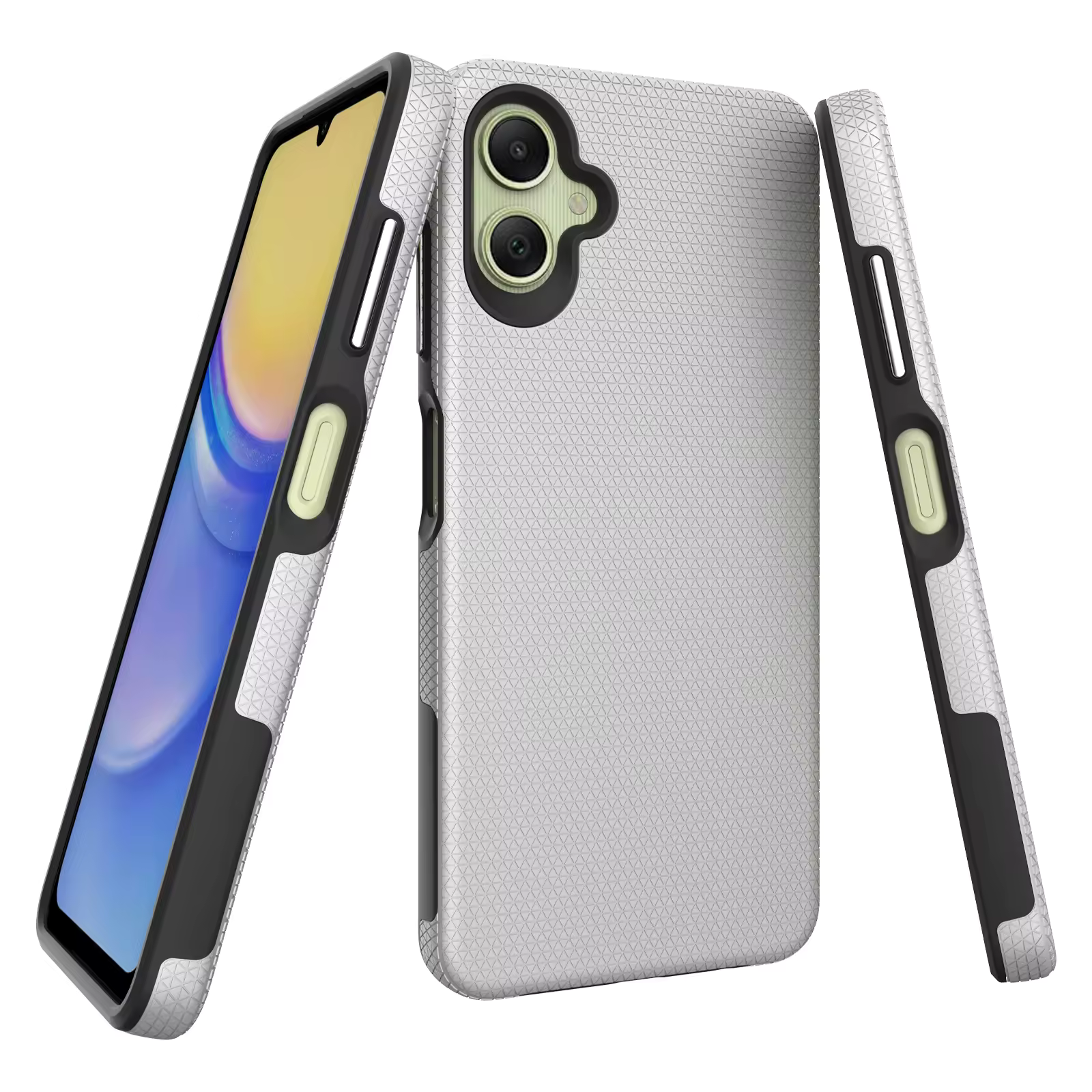 Triangle Shockproof Case With Anti Slip Grains for Samsung Galaxy A05 – Silver